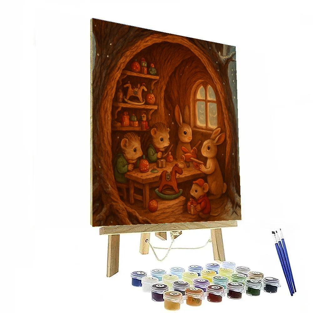Holiday Workshop In The Tree Hollow Painting by numbers kit