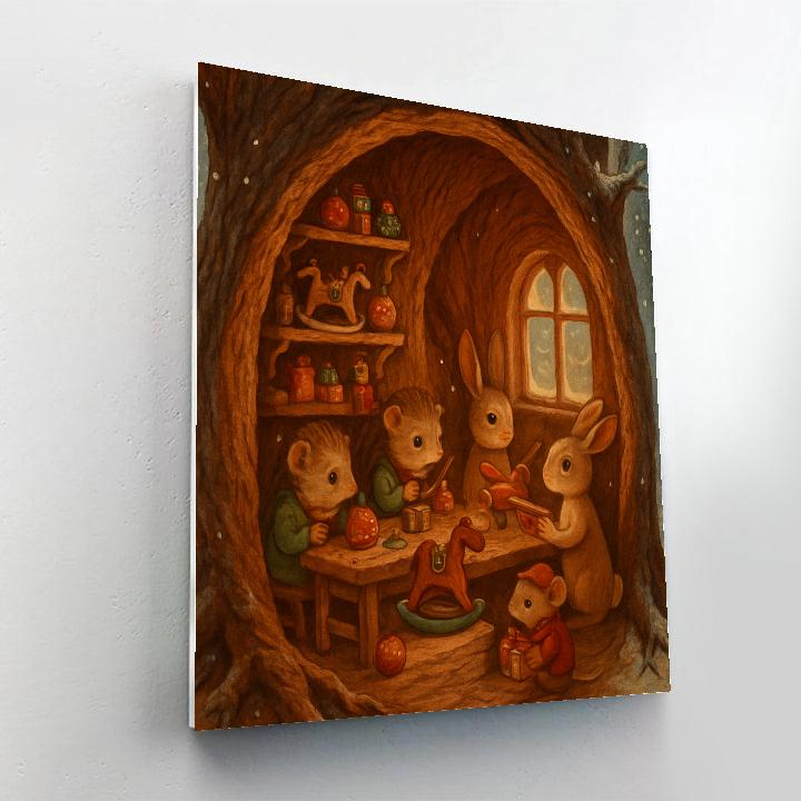 Holiday Workshop In The Tree Hollow Painting by numbers kit