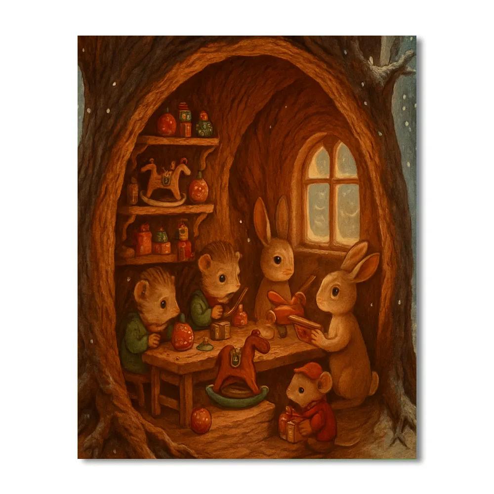 Holiday Workshop In The Tree Hollow Painting by numbers kit
