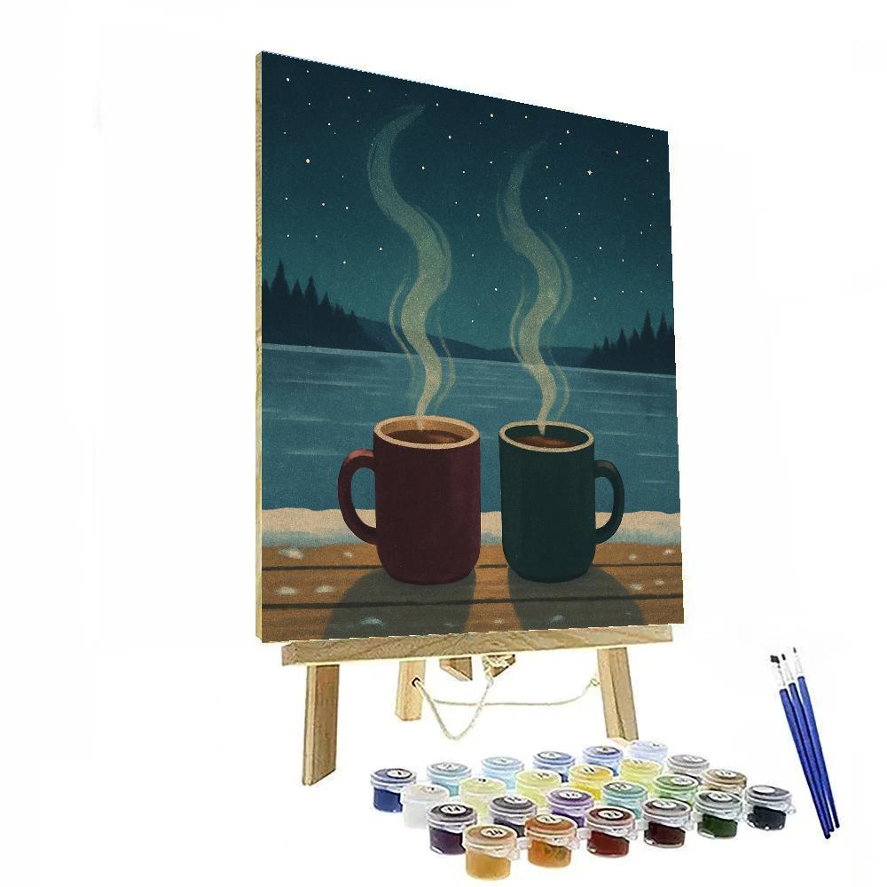 Midnight Cocoa On The Frozen Pier painting number kit