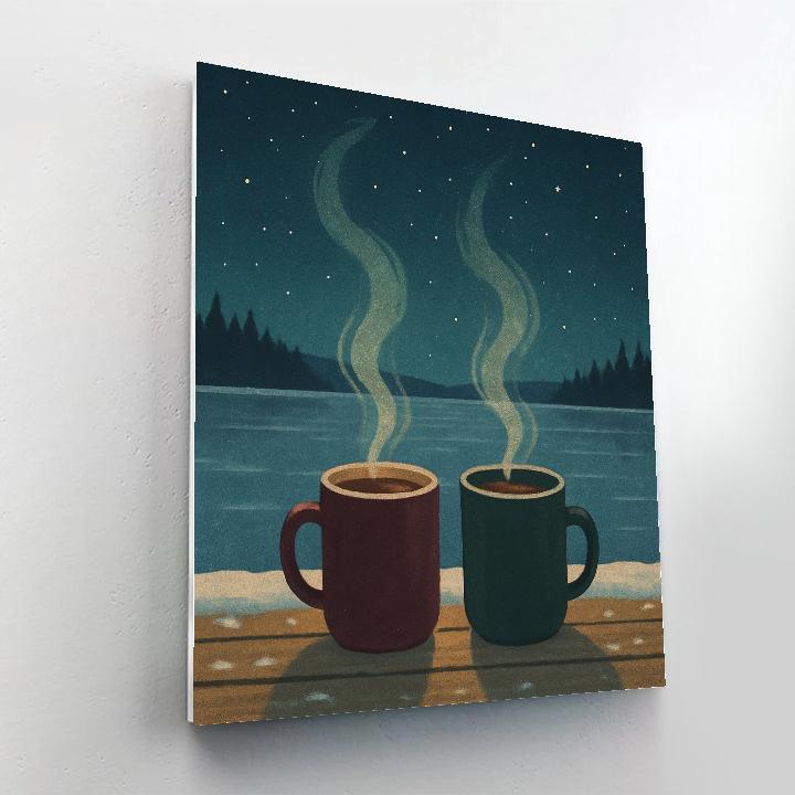 Midnight Cocoa On The Frozen Pier painting number kit