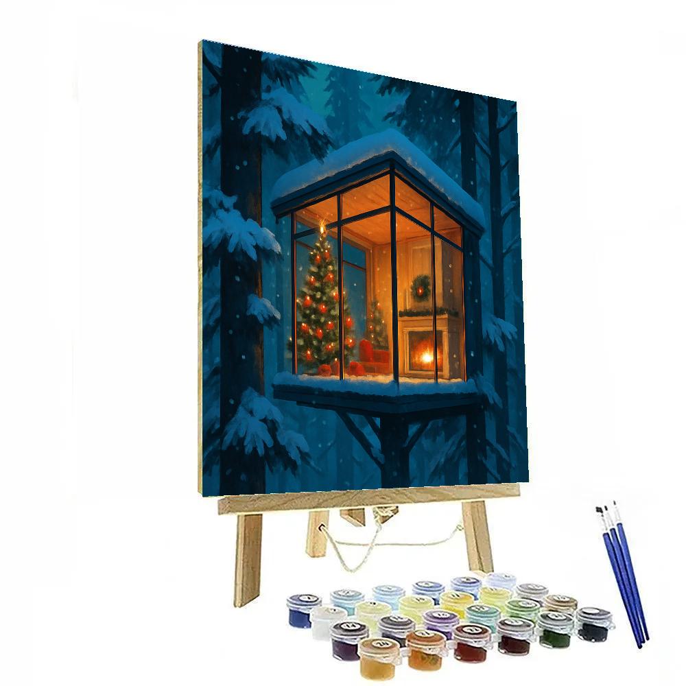Christmas Eve In The Glass Treehouse painting number kit