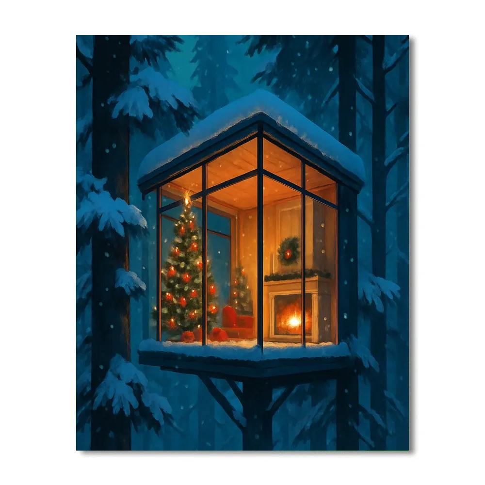 Christmas Eve In The Glass Treehouse painting number kit