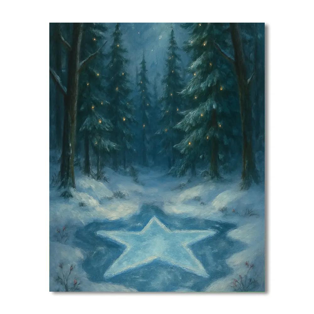 Star Shaped Ice Pond In The Woods Numbered painting kits