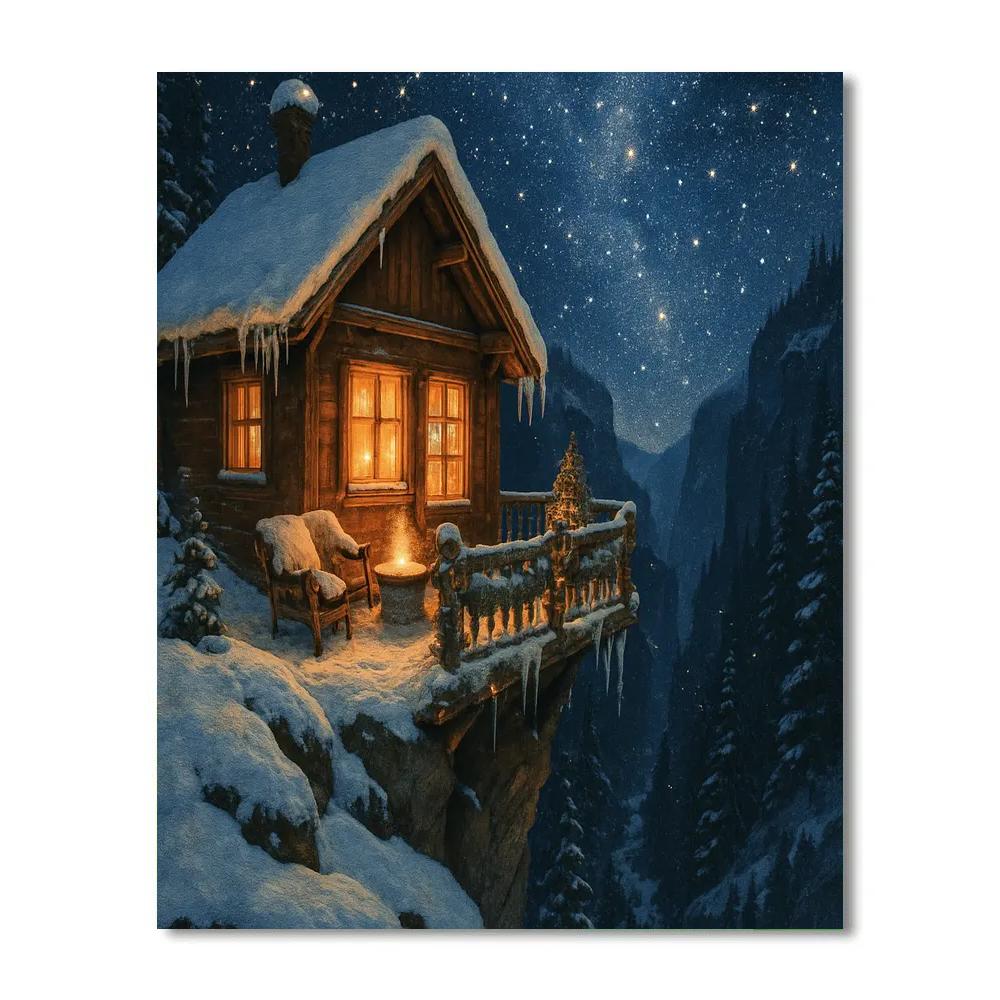 Starglow Chalet On The Cliff Edge Paint by numbers art