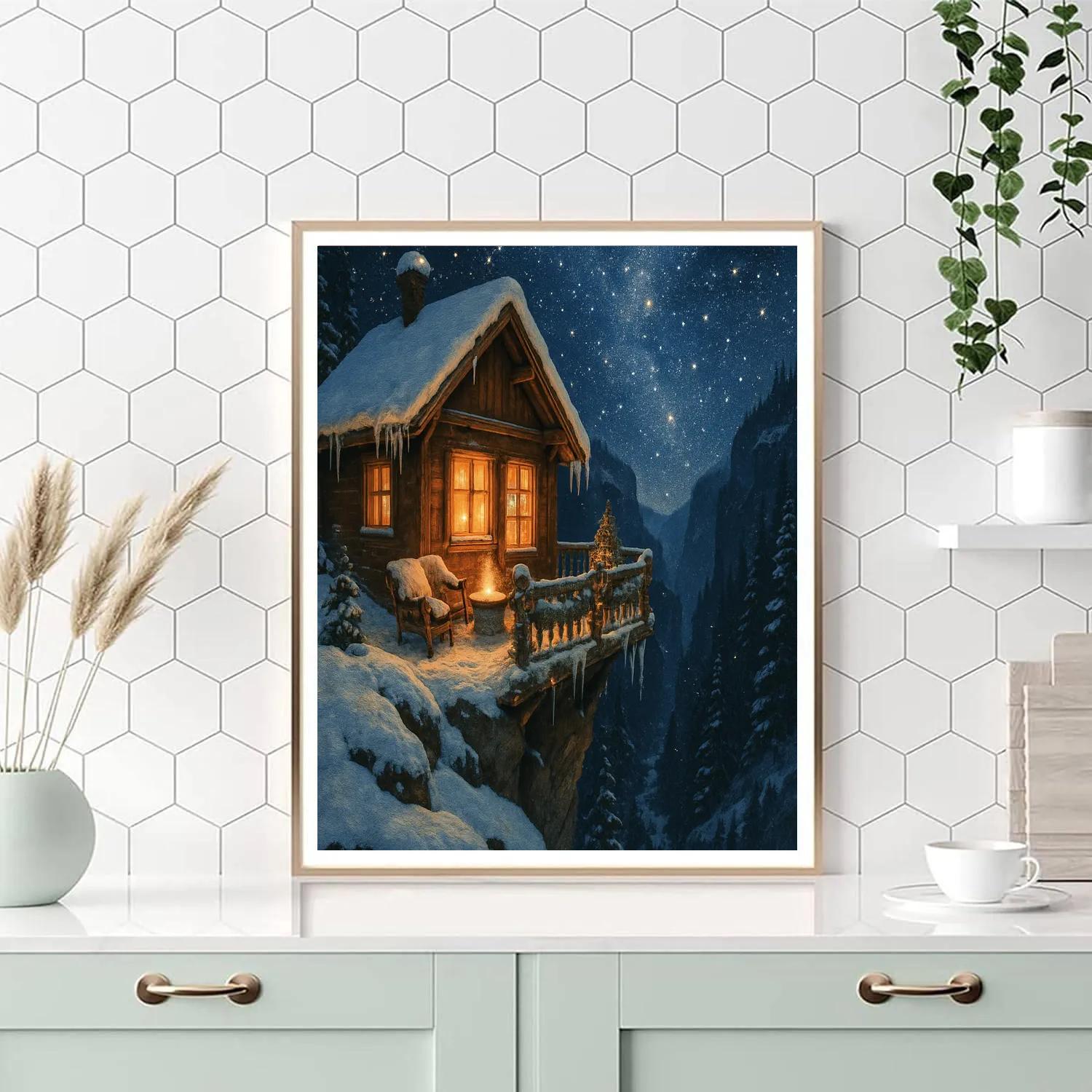 Starglow Chalet On The Cliff Edge Paint by numbers art