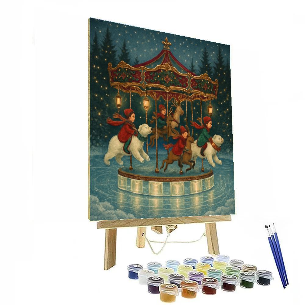 Midwinter Carousel On The Frozen Pond Numbered painting kits