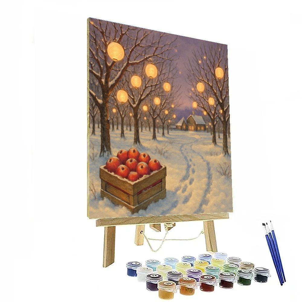 Christmas Orchard Under Frosted Lanterns Number painting