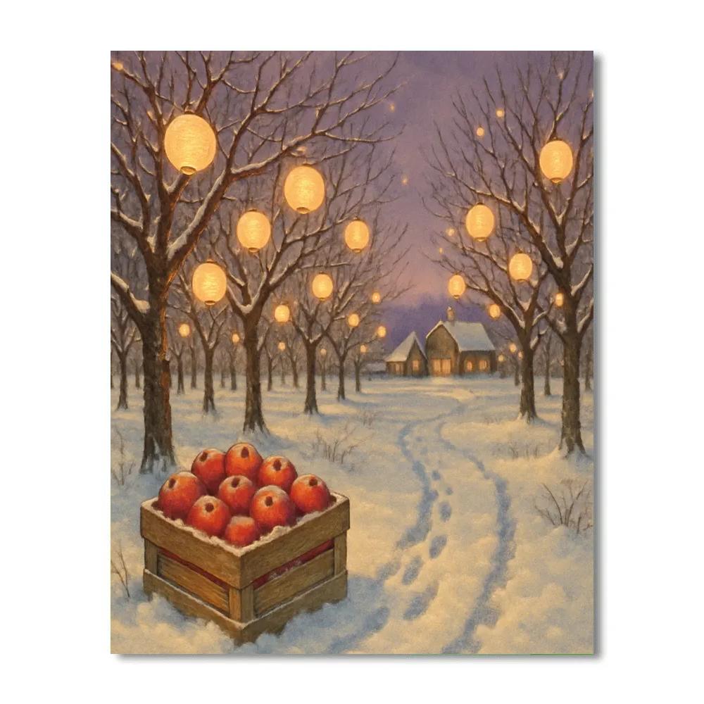 Christmas Orchard Under Frosted Lanterns Number painting