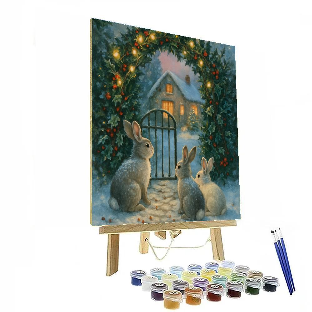 Winter Rabbits At The Holly Gate DIY paint by numbers