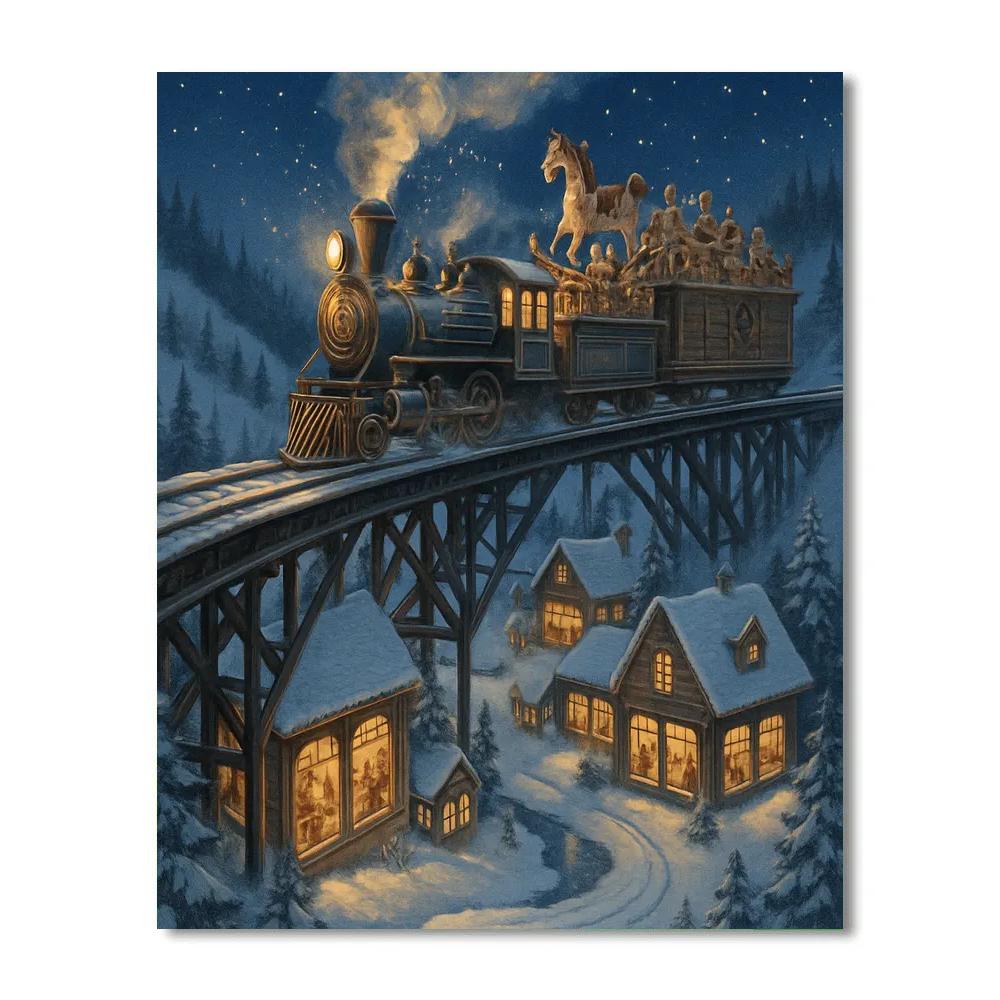 Midnight Train Through Toymakers Valley painting number kit