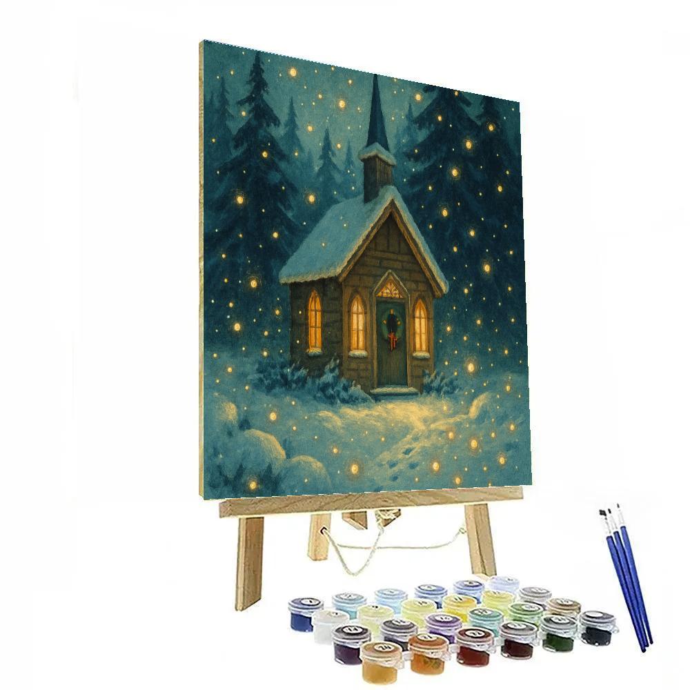 Winter Fireflies At The Forest Chapel Number painting