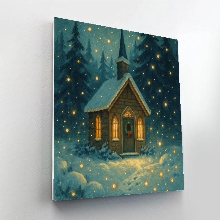 Winter Fireflies At The Forest Chapel Number painting
