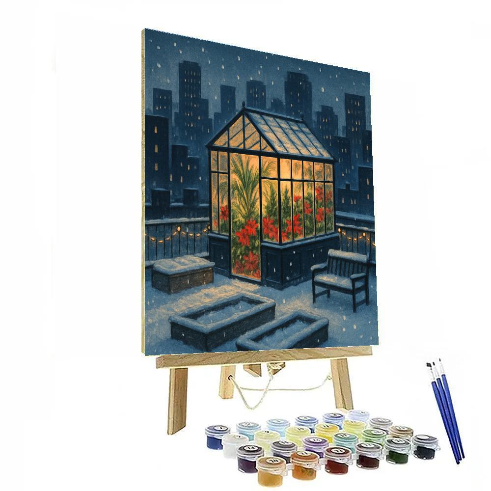 Holiday Greenhouse On The City Rooftop paint by numbers