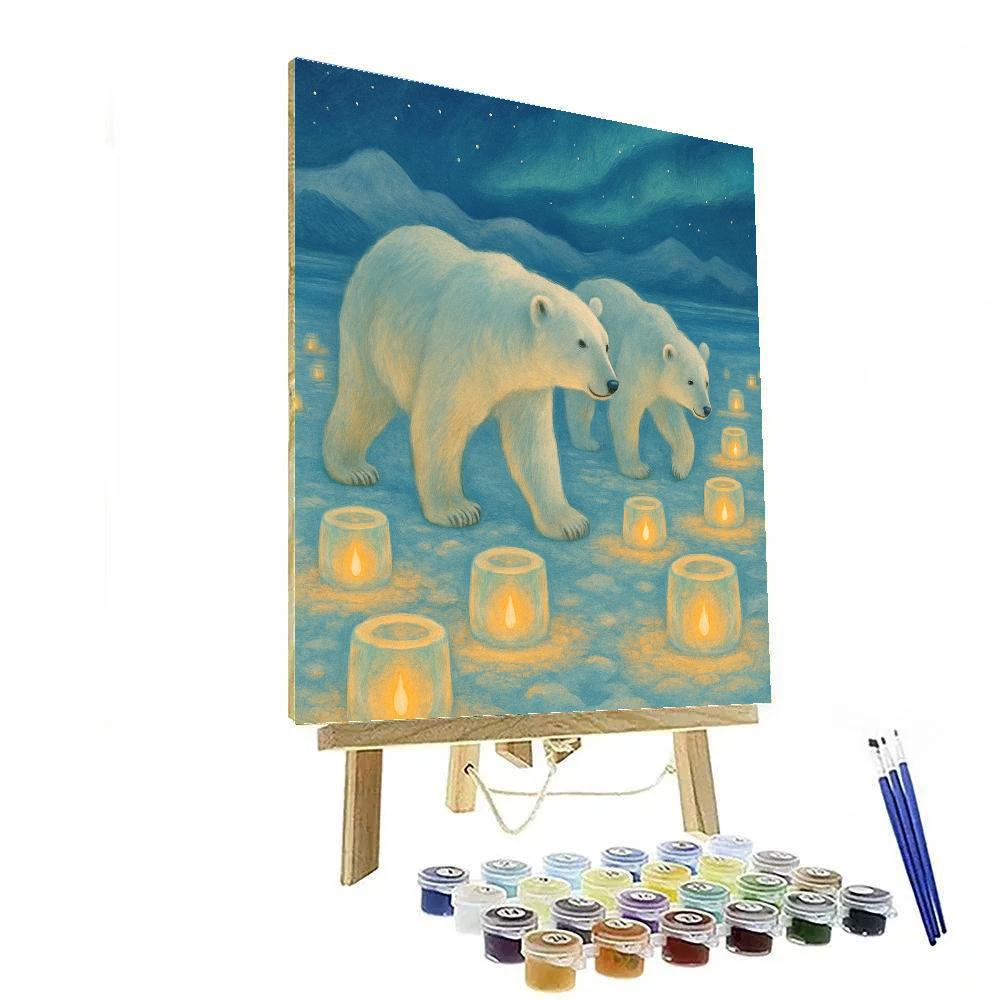 Polar Bears At The Ice Lantern Festival Painting by numbers kit
