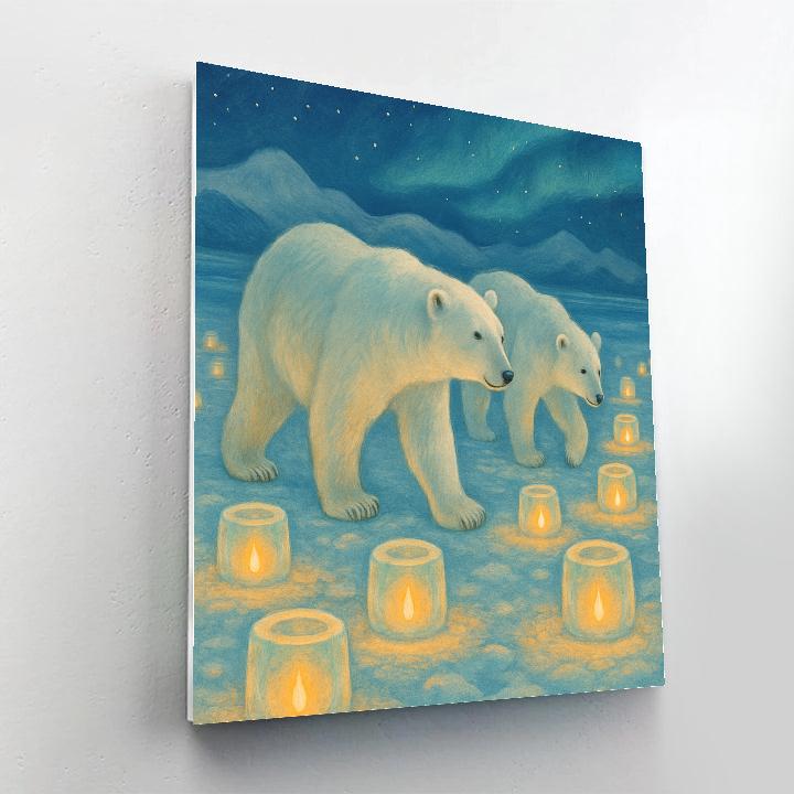 Polar Bears At The Ice Lantern Festival Painting by numbers kit