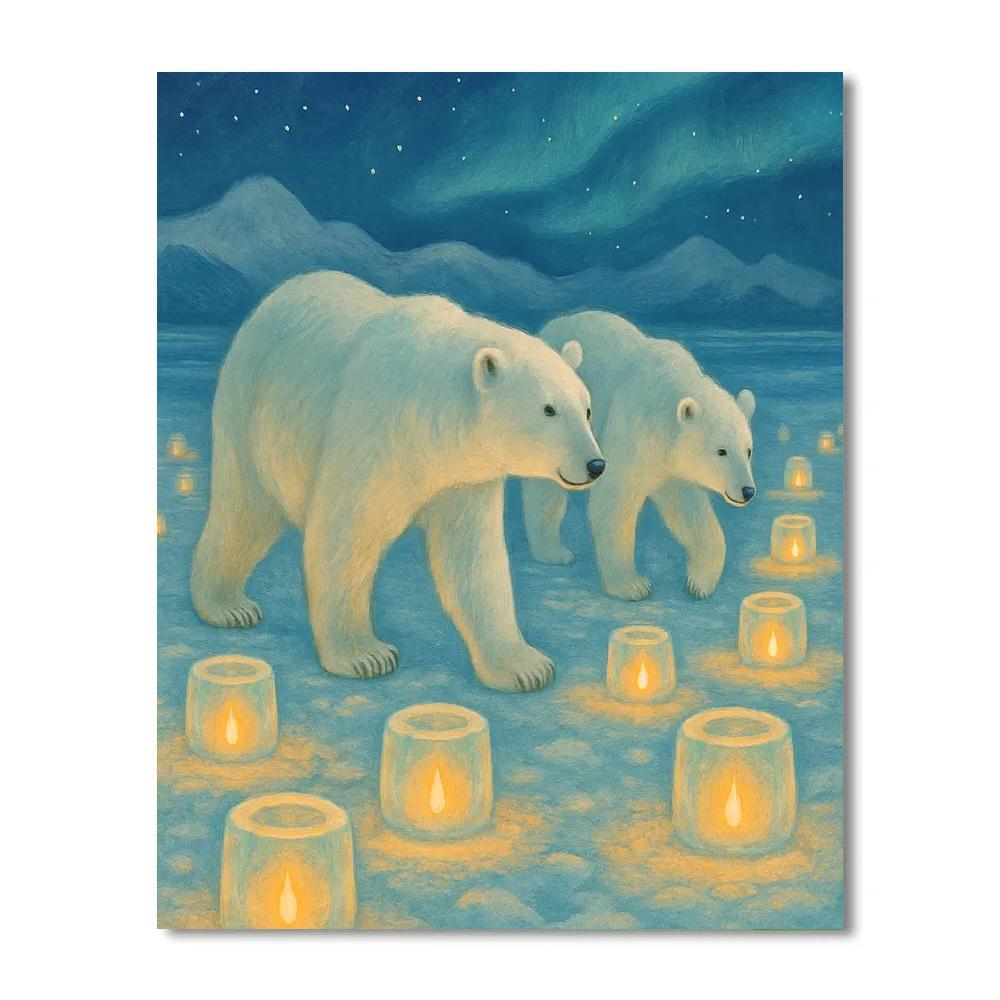Polar Bears At The Ice Lantern Festival Painting by numbers kit