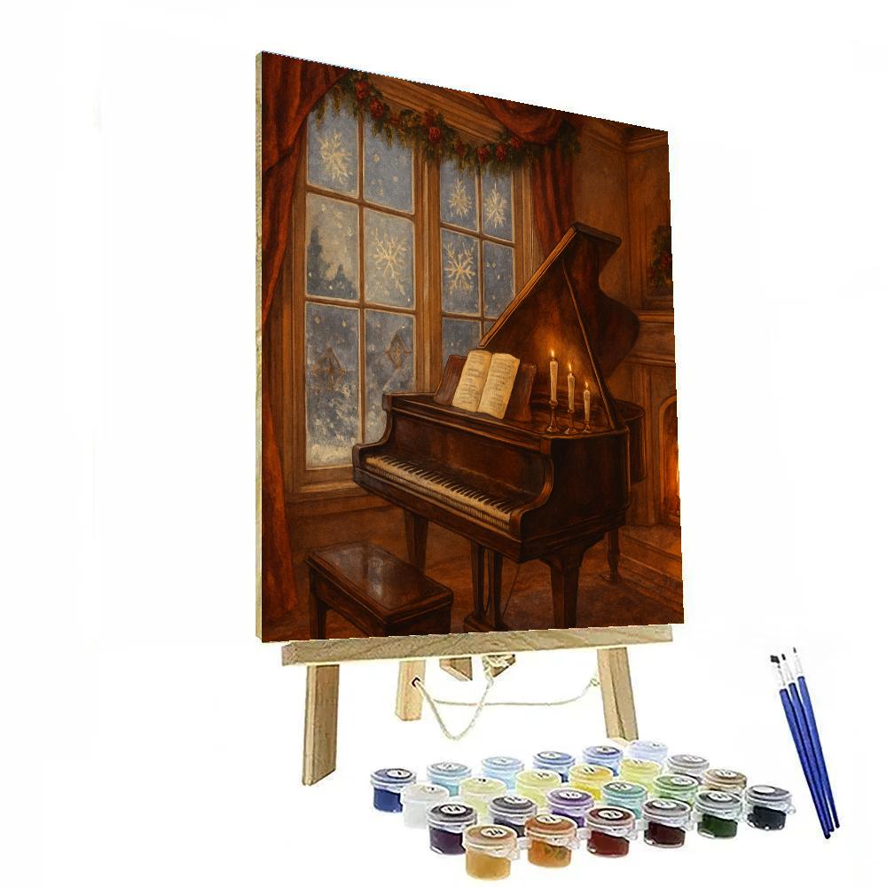 Winter Music Room With Snowflake Windows Painting by numbers kit