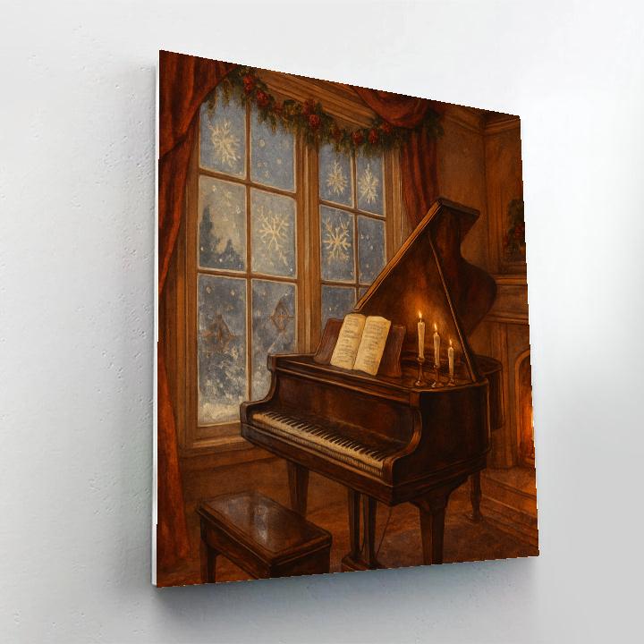 Winter Music Room With Snowflake Windows Painting by numbers kit