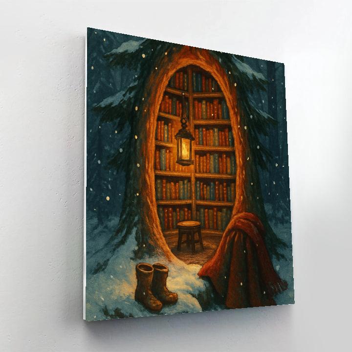 Snowbound Tree Library Nook Numbered painting kits