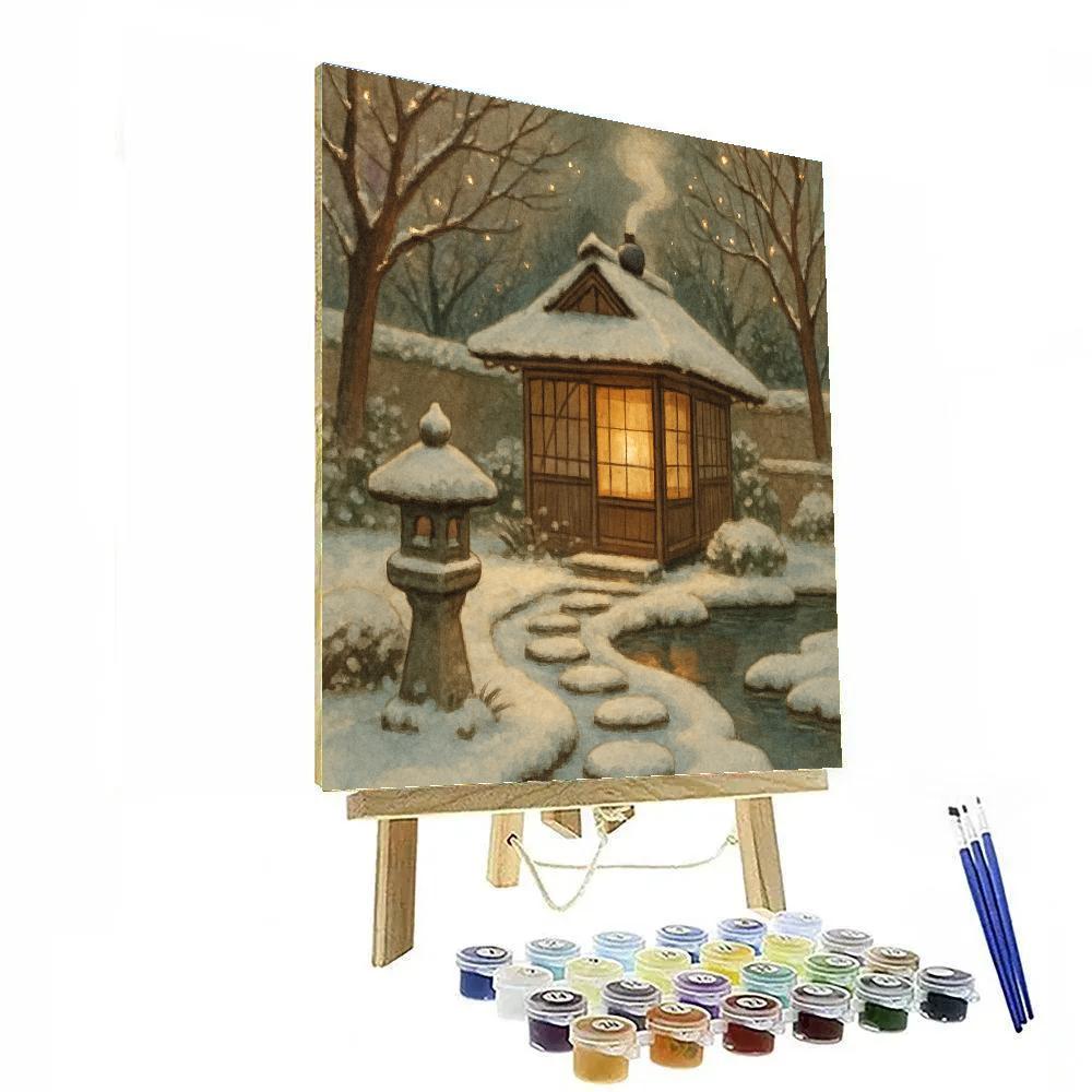 Christmas Tea House At The Frozen Garden paint by numbers