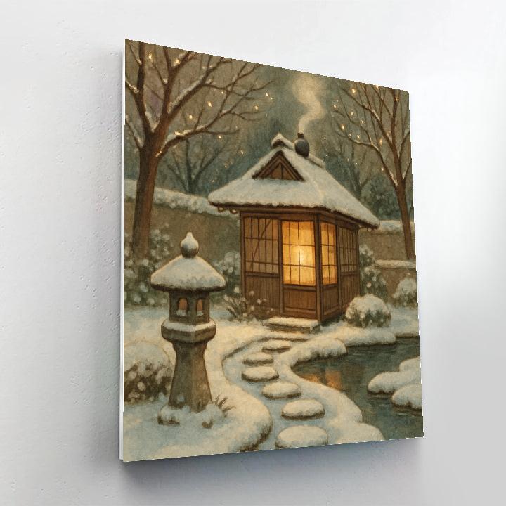 Christmas Tea House At The Frozen Garden paint by numbers