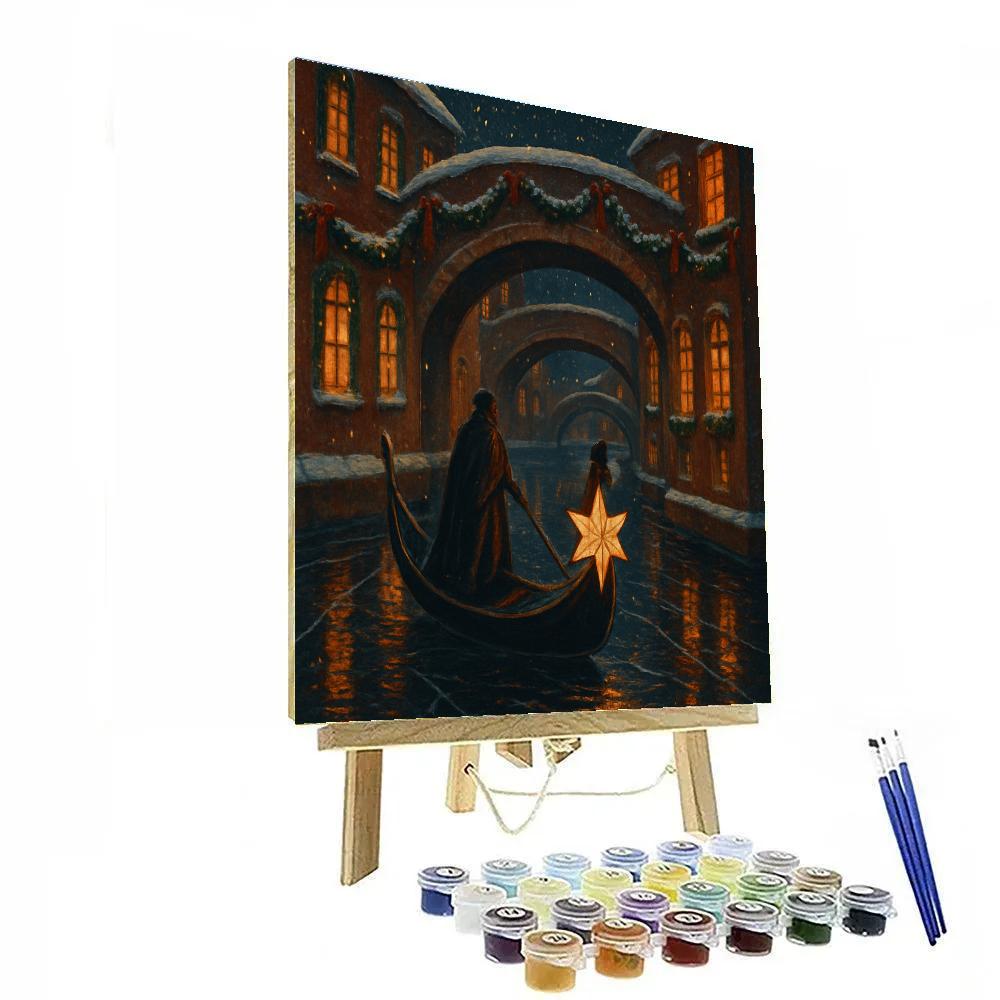 Star Lantern Gondola On The Winter Canal Number painting