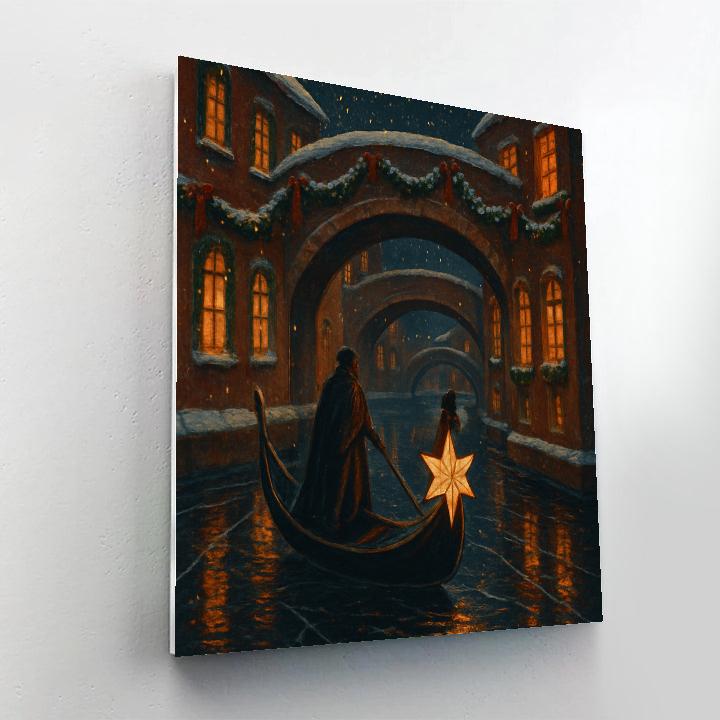 Star Lantern Gondola On The Winter Canal Number painting