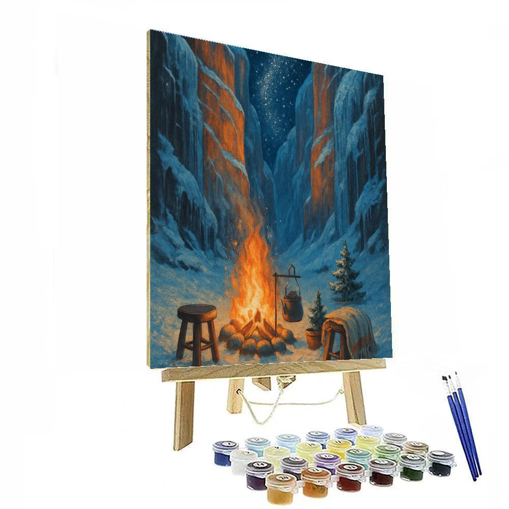 Christmas Campfire In The Frozen Canyon paint by numbers