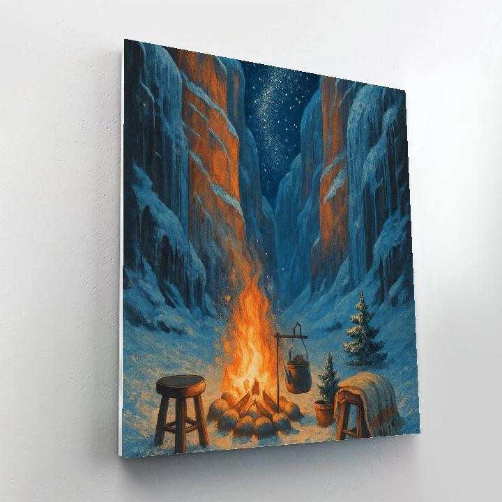 Christmas Campfire In The Frozen Canyon paint by numbers