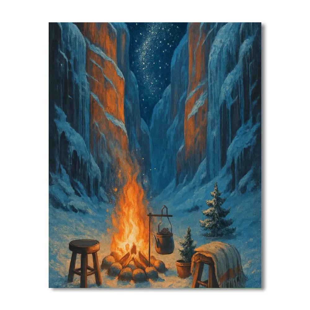 Christmas Campfire In The Frozen Canyon paint by numbers