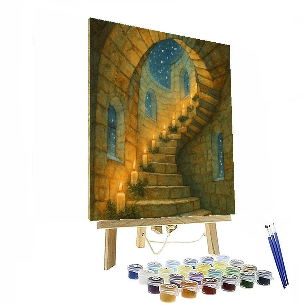 Christmas Spiral Staircase In The Tower DIY paint by numbers