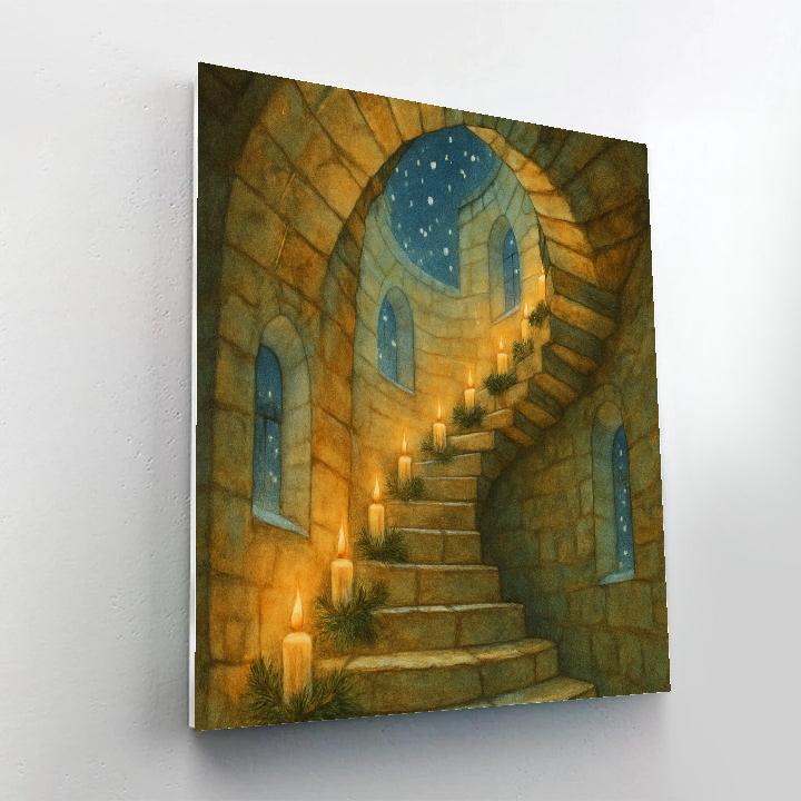 Christmas Spiral Staircase In The Tower DIY paint by numbers