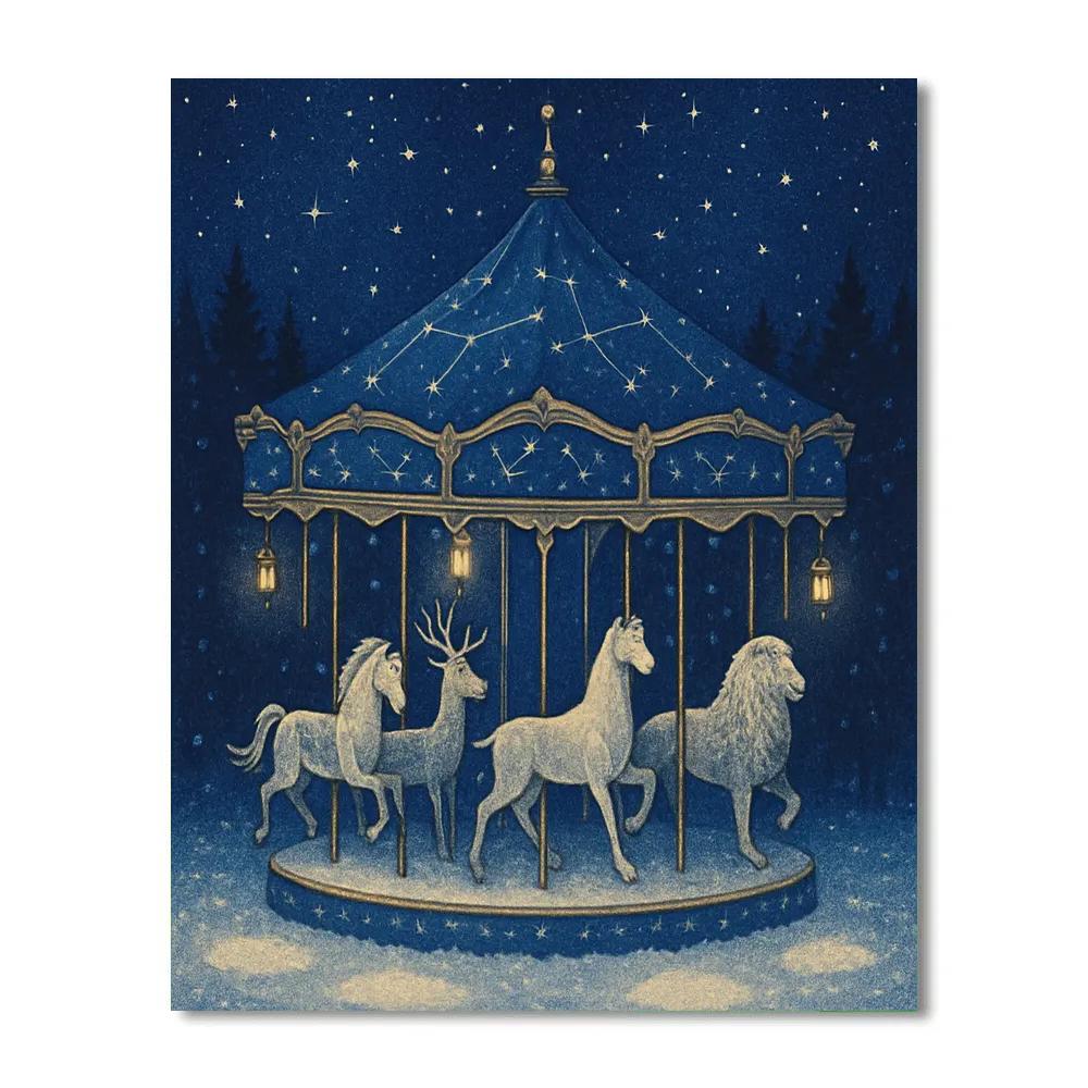 Snow Covered Carousel Of Constellations Number painting
