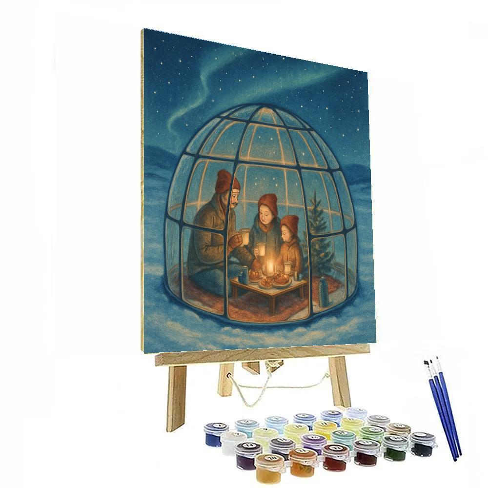 Christmas Picnic Inside The Glass Igloo Paint by numbers art