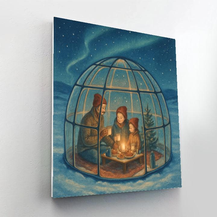 Christmas Picnic Inside The Glass Igloo Paint by numbers art