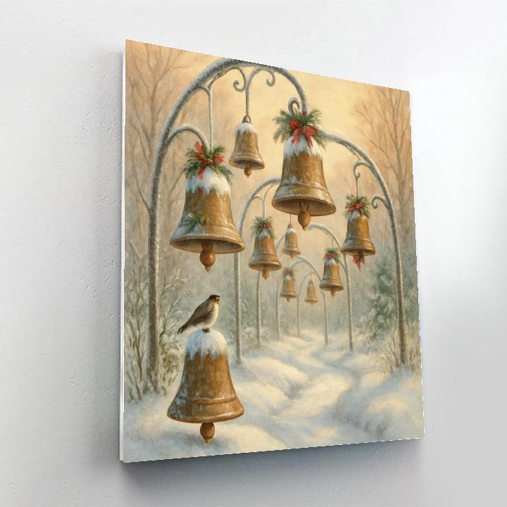 Snow Covered Bell Garden In Winter Paint by numbers kits
