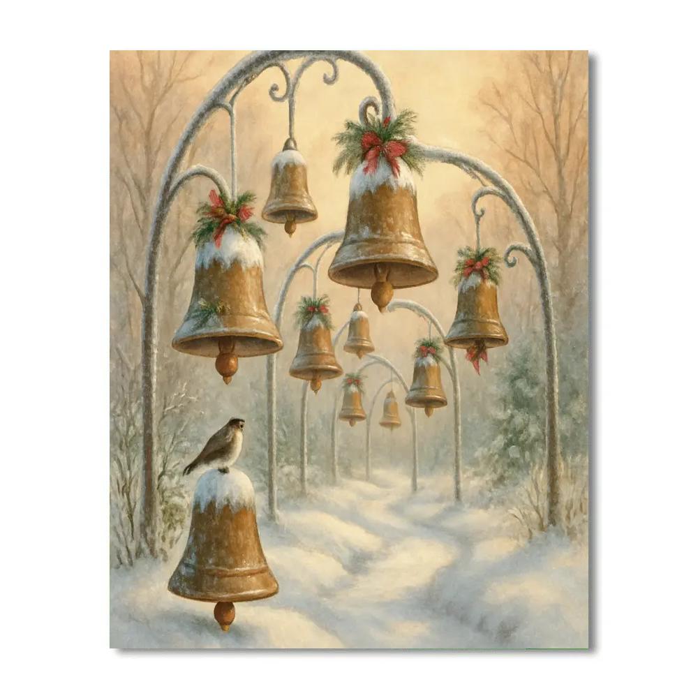 Snow Covered Bell Garden In Winter Paint by numbers kits