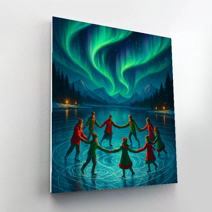 Polar Aurora Ice Skating Circle paint by number