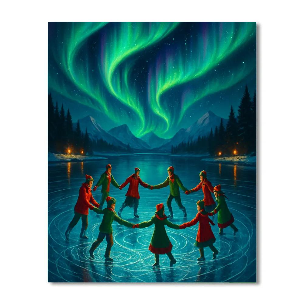 Polar Aurora Ice Skating Circle paint by number
