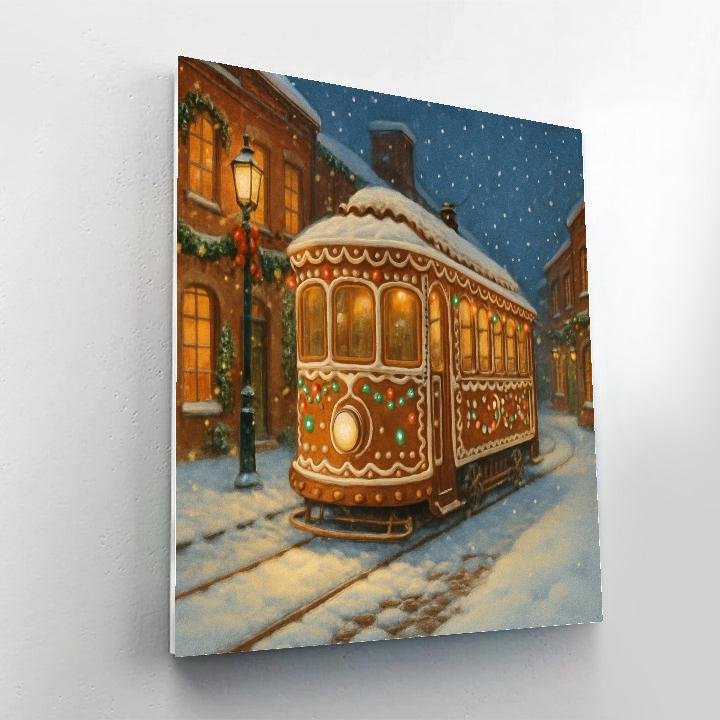 Gingerbread Streetcar In Winter Old Town Paint by numbers kits