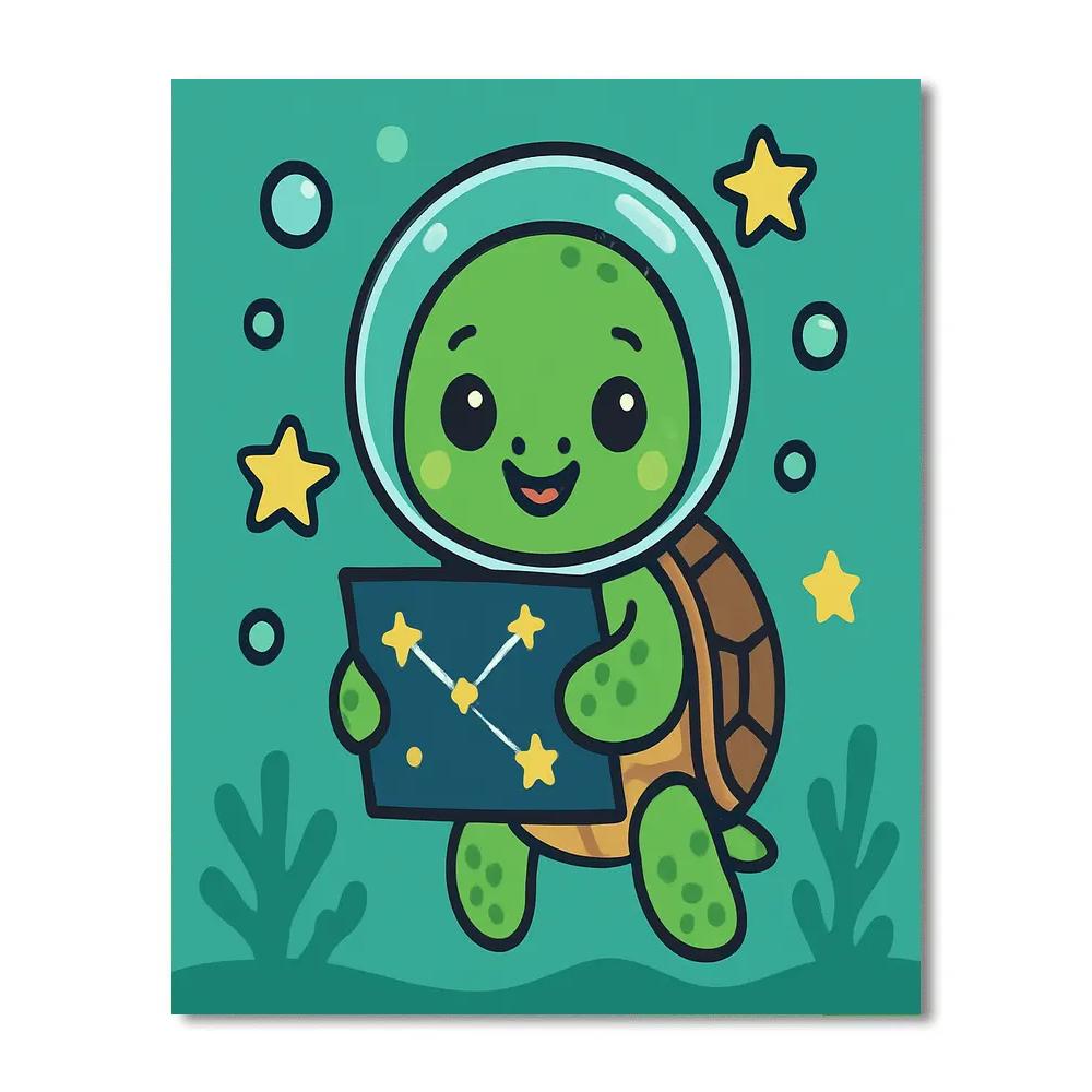 Comet Classroom Sea Turtle Paint by numbers art
