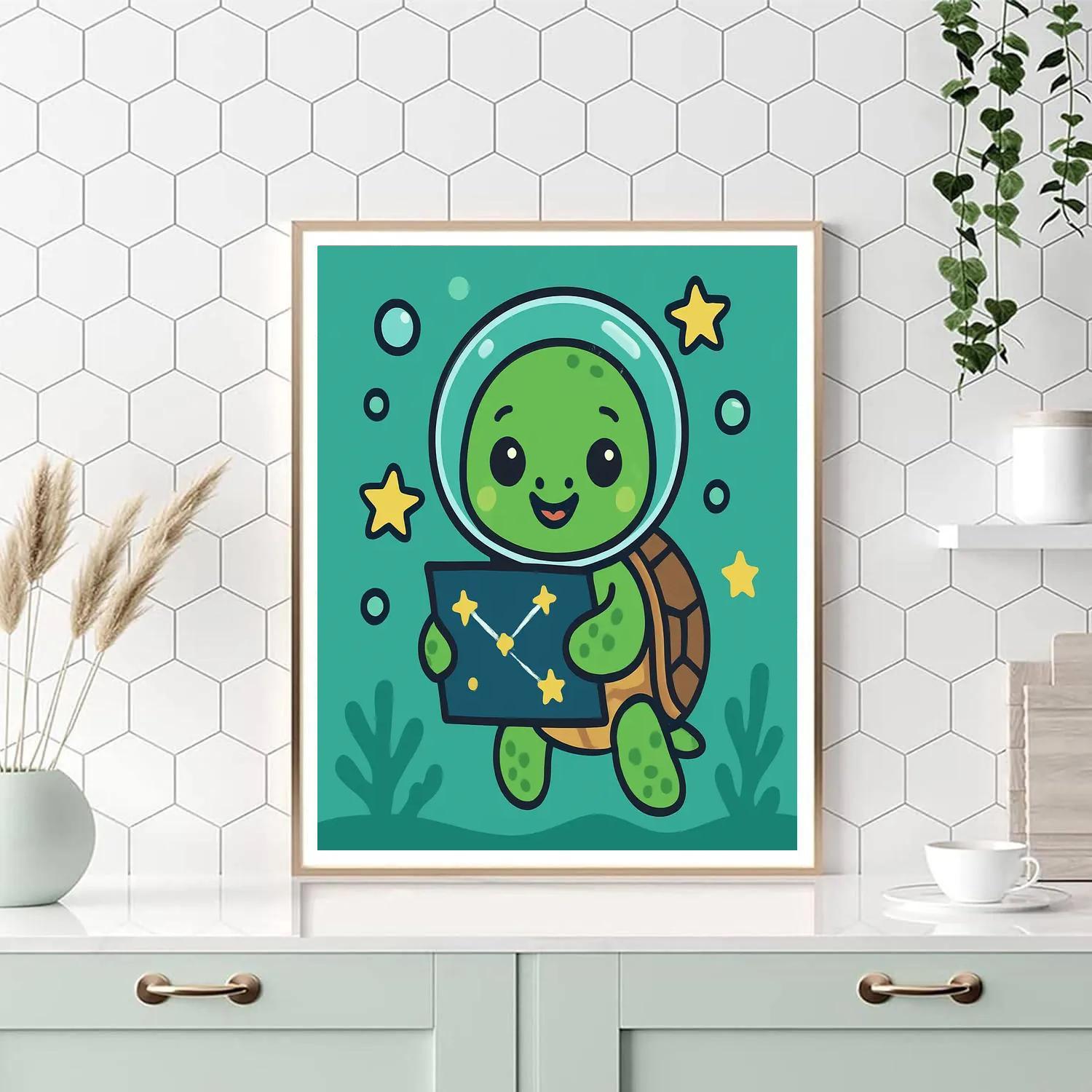 Comet Classroom Sea Turtle Paint by numbers art