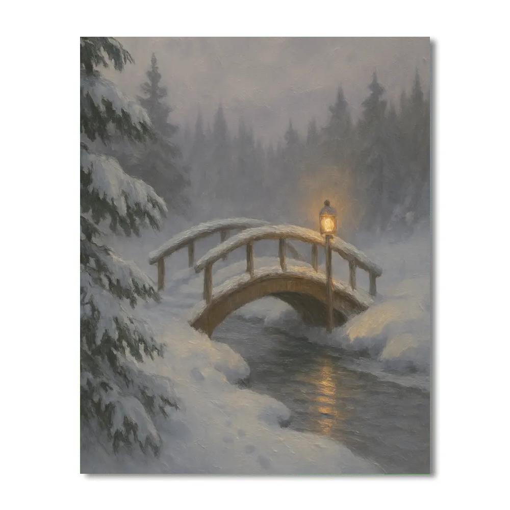 Lantern Bridge Over The Quiet Ice paint by color