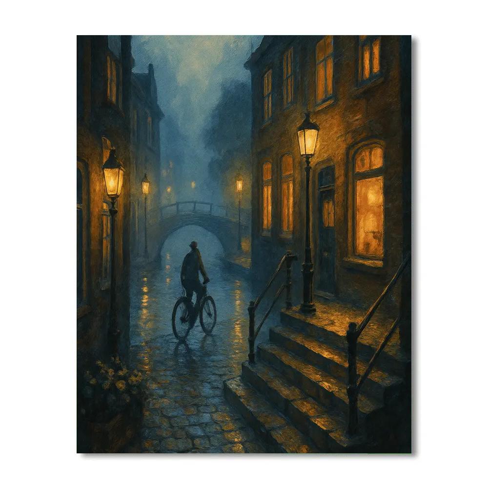 Lantern Mist Over The Canal Steps paint by number