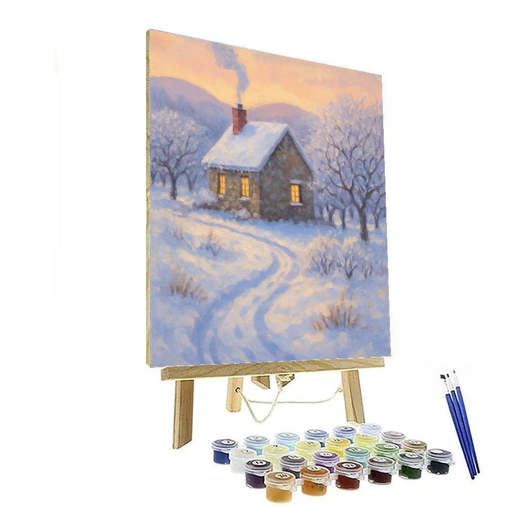 Sunrise Smoke Above The Orchard Cottage paint by number