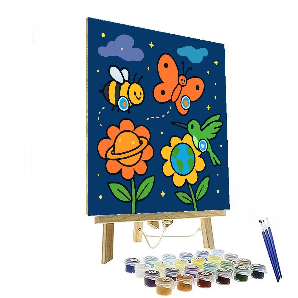 Nebula Garden Pollinator Parade Number painting