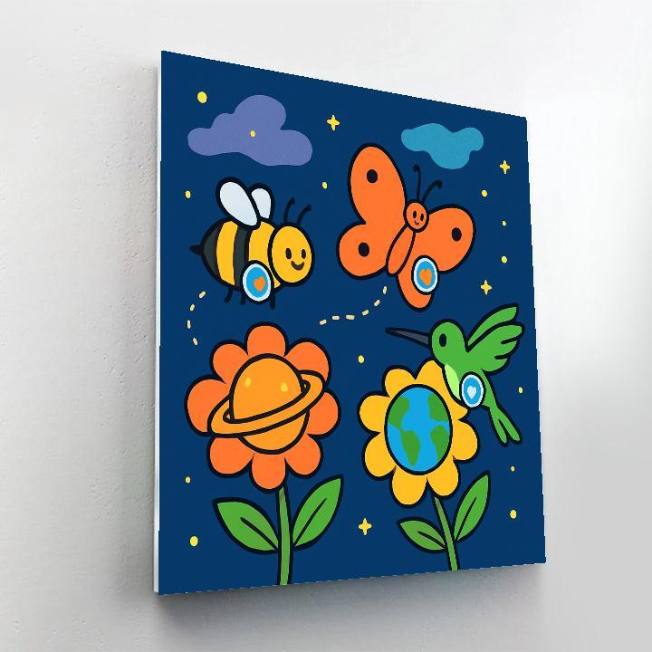 Nebula Garden Pollinator Parade Number painting