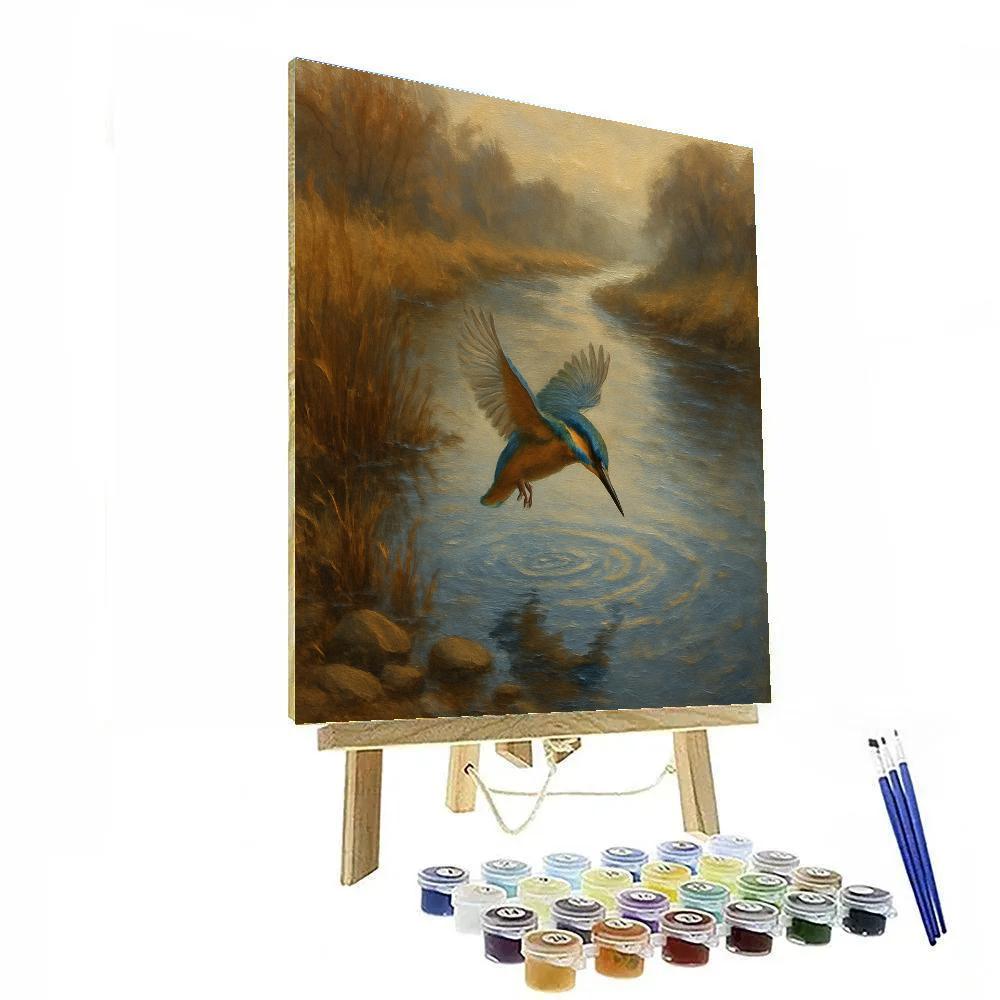 Riverbend Kingfisher In Copper Morning painting number kit