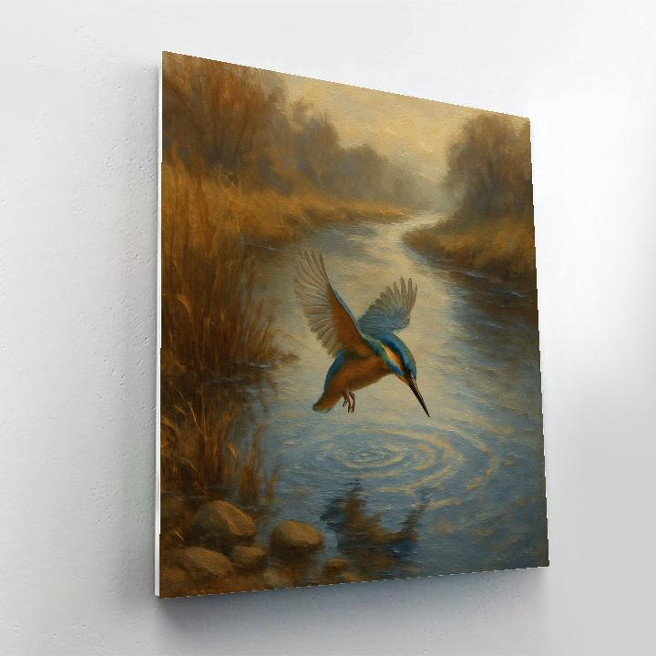Riverbend Kingfisher In Copper Morning painting number kit